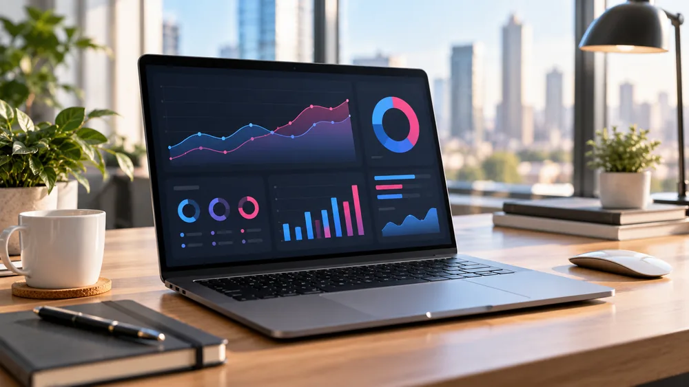 Business analytics on a screen